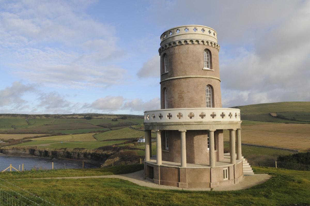 Pictures of Clavell Tower before and after it was rebuilt at Kimmeridge 