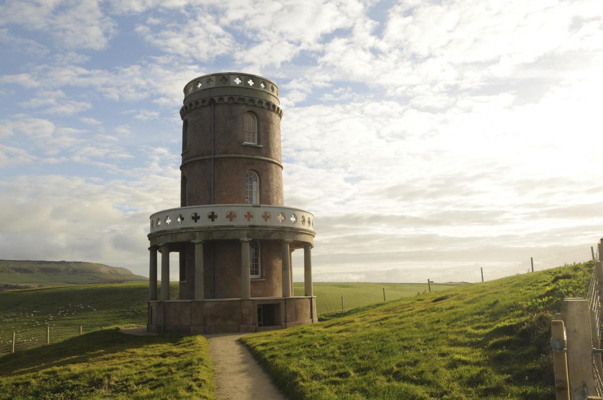 Pictures of Clavell Tower before and after it was rebuilt at Kimmeridge 