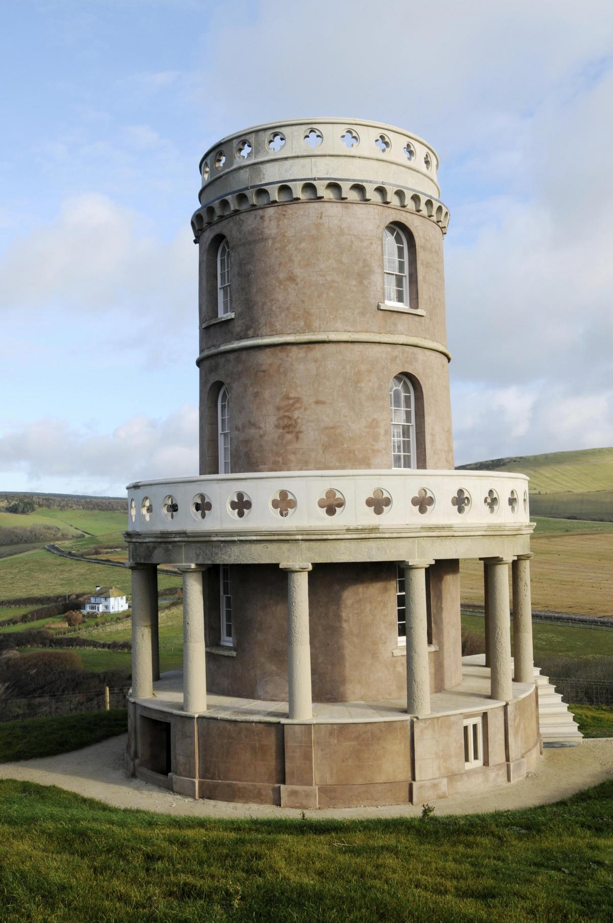 Pictures of Clavell Tower before and after it was rebuilt at Kimmeridge 