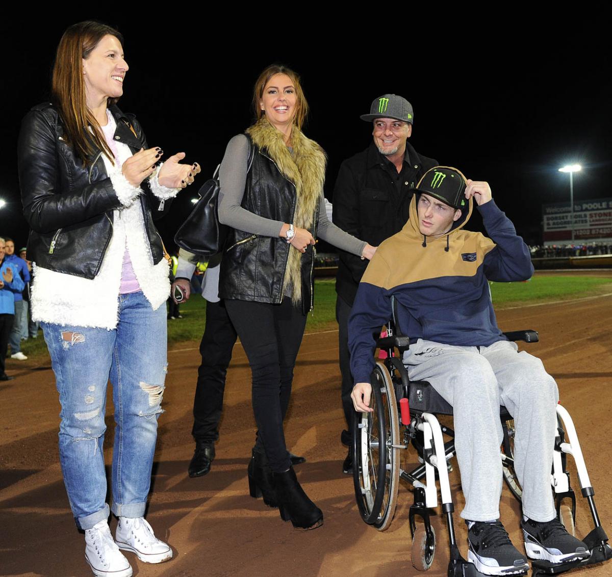 Fellow riders and speedway fans gather to support Darcy Ward at his benefit speedway  meeting  Team Magic v Team Monster at Poole Stadium 7th October 2015. Picturse by Denis Murphy