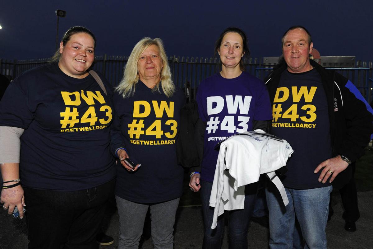 Fellow riders and speedway fans gather to support Darcy Ward at his benefit speedway  meeting  Team Magic v Team Monster at Poole Stadium 7th October 2015. Picturse by Denis Murphy