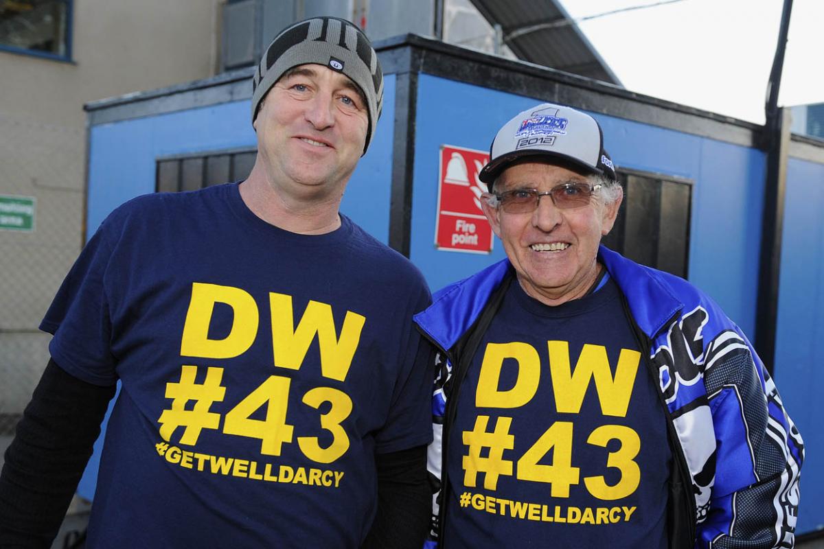 Fellow riders and speedway fans gather to support Darcy Ward at his benefit speedway  meeting  Team Magic v Team Monster at Poole Stadium 7th October 2015. Picturse by Denis Murphy