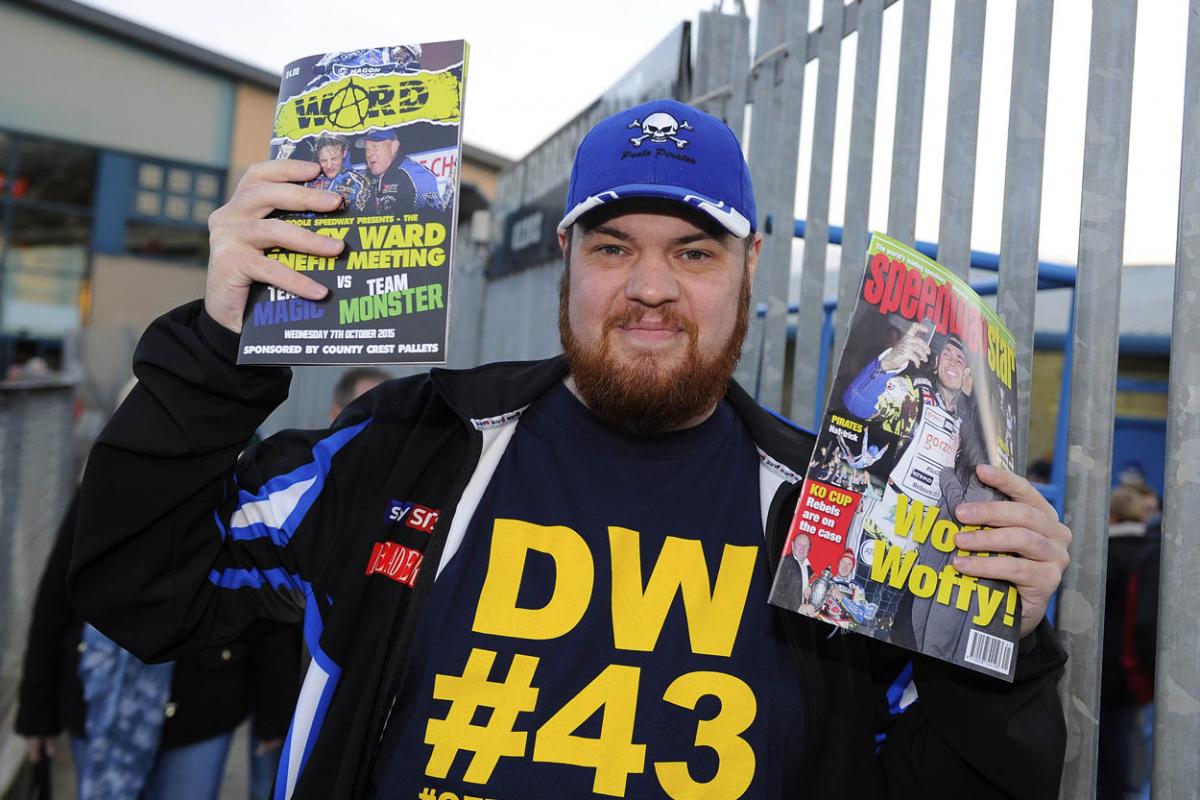 Fellow riders and speedway fans gather to support Darcy Ward at his benefit speedway  meeting  Team Magic v Team Monster at Poole Stadium 7th October 2015. Picturse by Denis Murphy