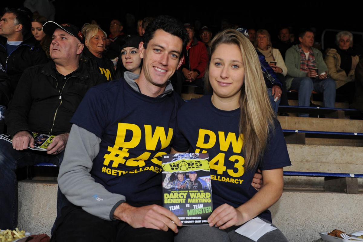 Fellow riders and speedway fans gather to support Darcy Ward at his benefit speedway  meeting  Team Magic v Team Monster at Poole Stadium 7th October 2015. Picturse by Denis Murphy