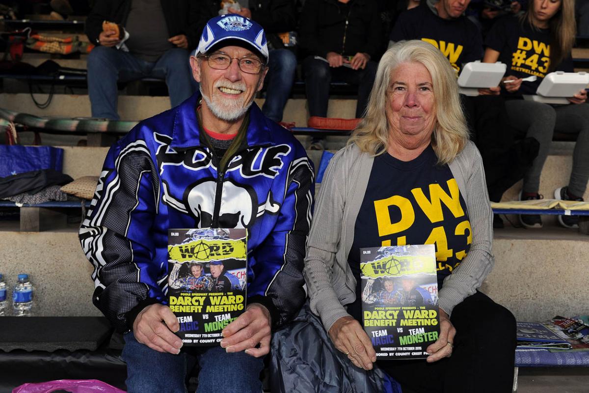 Fellow riders and speedway fans gather to support Darcy Ward at his benefit speedway  meeting  Team Magic v Team Monster at Poole Stadium 7th October 2015. Picturse by Denis Murphy