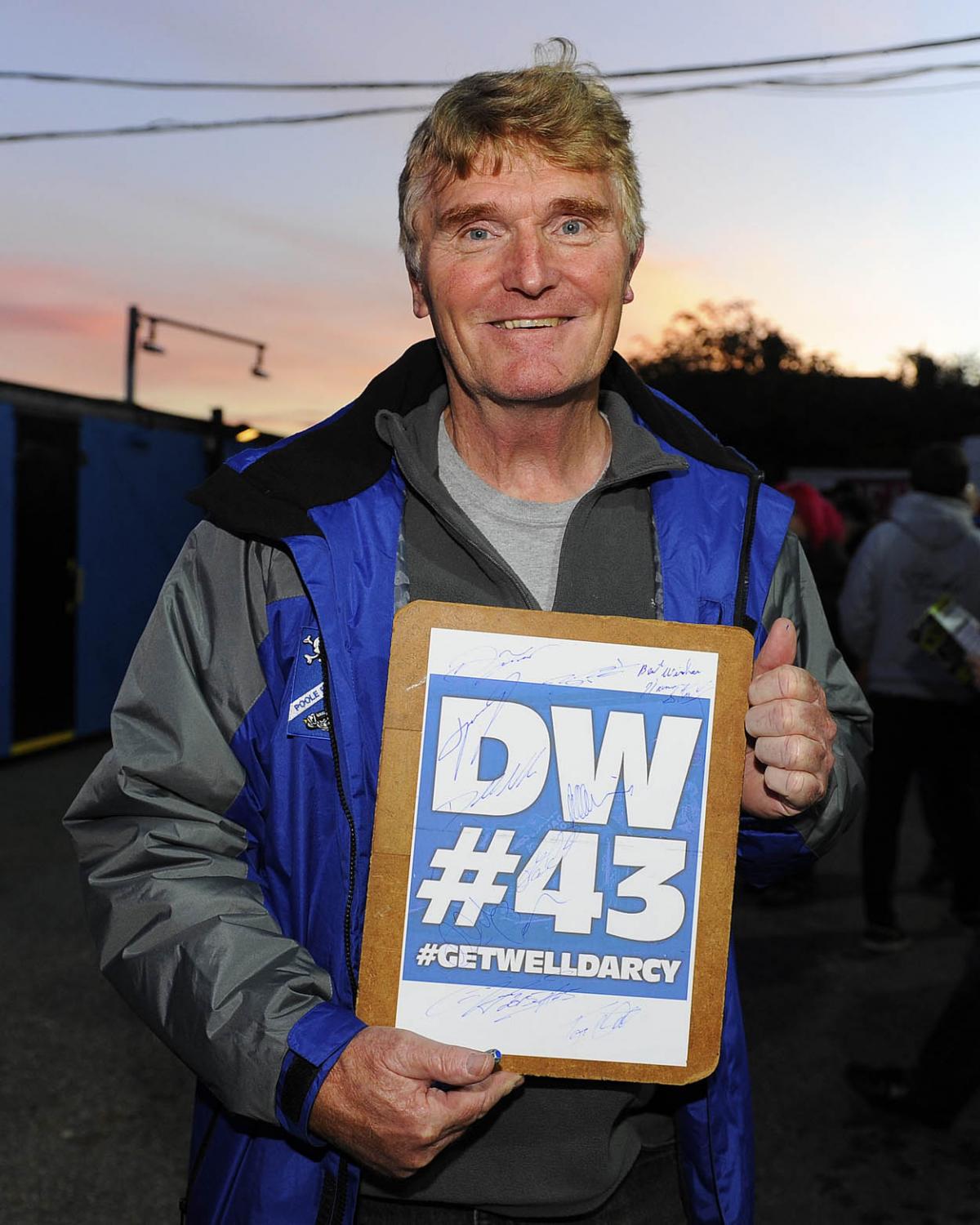 Fellow riders and speedway fans gather to support Darcy Ward at his benefit speedway  meeting  Team Magic v Team Monster at Poole Stadium 7th October 2015. Picturse by Denis Murphy