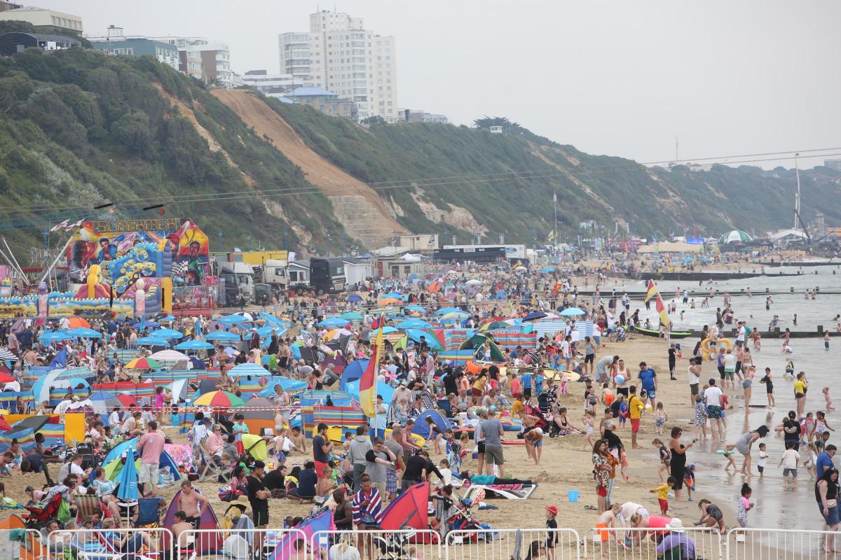 Packed beaches on the first day